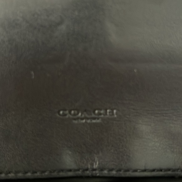 Coach Signature Leather deep Navy Blue wallet with gold accent - Picture 5 of 9